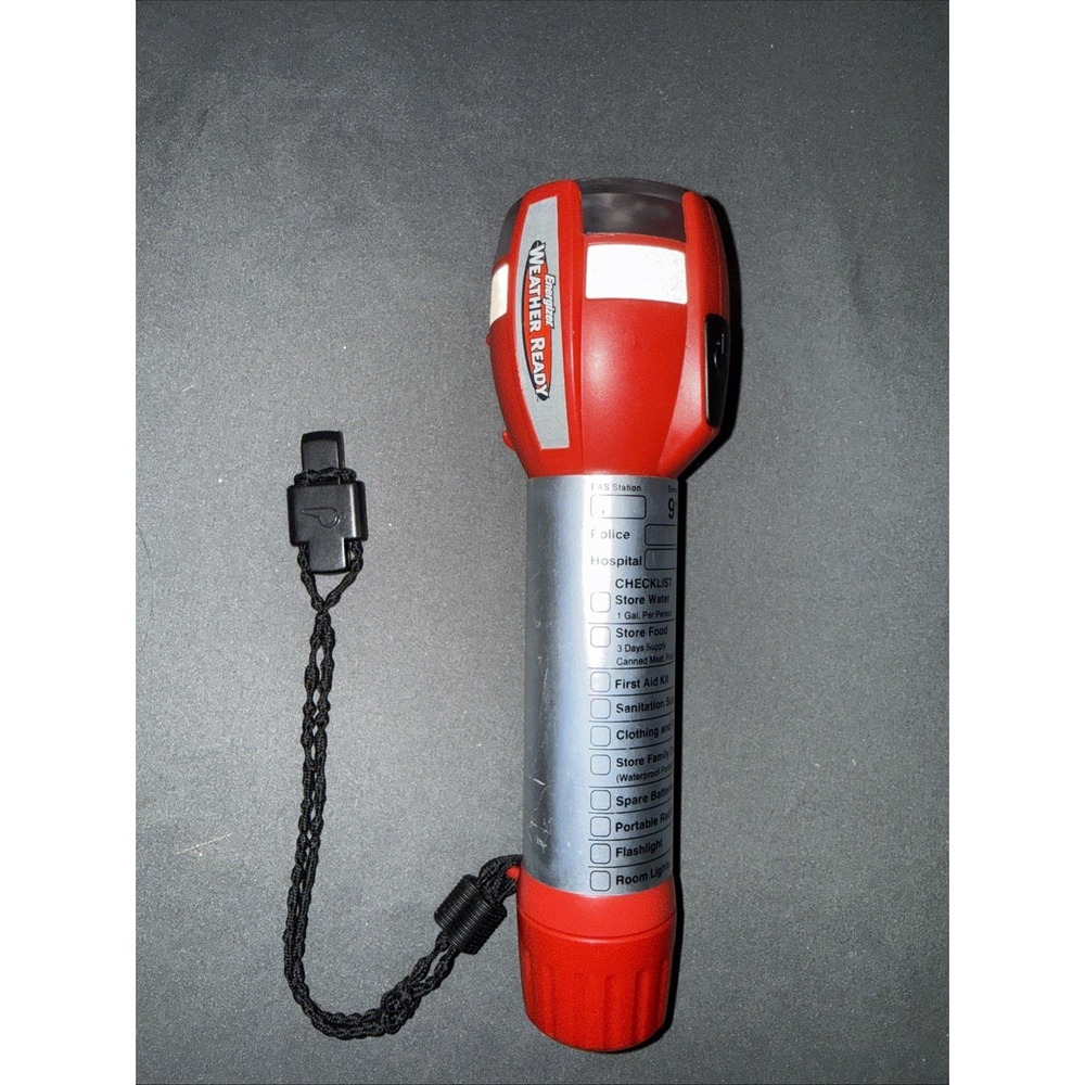 Energizer Weather Ready Flashlight With Whistle And Checklist, 2 "C"Batteries